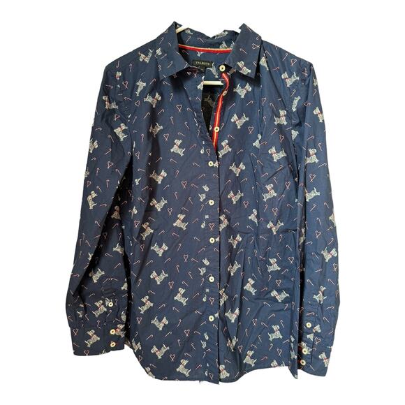 Talbots CLASSIC COTTON SHIRT - SWEET DOG, Scottie dogs & candy canes size medium - Picture 3 of 13